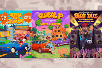 draw cartoon design for brand poster or merchandise