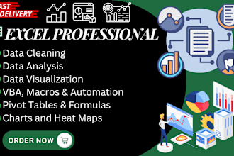 do excel data cleaning, analysis and create dynamic visuals and dashboard