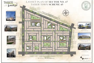 render architecture masterplan, site plan and  landscape plan on photoshop