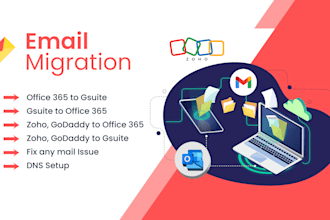 migrate emails from zoho, cpanel, rackspace, godaddy, google to microsoft 365