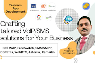 develop voip, smpp, SMS, call, freeswitch, billing and telecom applications