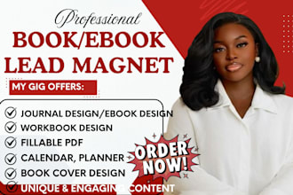 design lead magnet ebook, journal design, fillable pdf, workbook design calendar