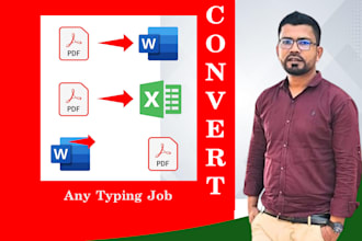 do PDF to word, data entry, convert scan pdf to excel