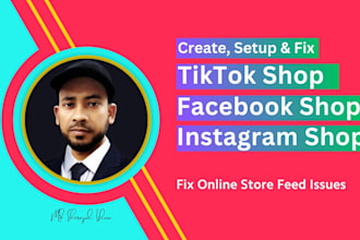 set up facebook shop tiktok shop instagram shop youtube shop with fix all issues