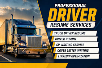 create ats truck driver and car driver resume, cover letter and linkedin