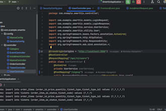 develop java spring boot application, react application