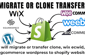 migrate or transfer clone, wix ecwid, bigcommerce wordpress to shopify website