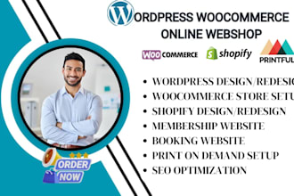 design wordpress woocommerce shopify printify gelato printful store website seo