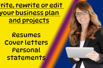 write, rewrite or edit your business plan and projects
