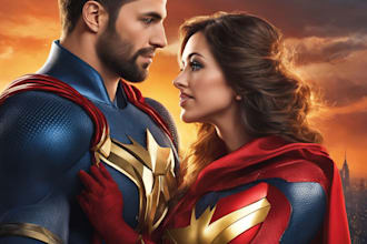 draw amazing couple superhero character