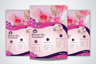 design salon, spa, gym, price menu or price list
