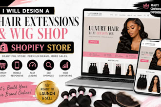design a hair extension and wig shopify store