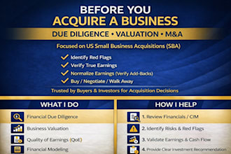 deliver due diligence, business valuation and merger acquisition reports