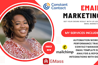 design your constant contact, mailchimp sms, email campaign on clay com, gmass