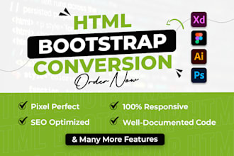 convert figma to HTML, xd to HTML, PSD to HTML, responsive bootstrap