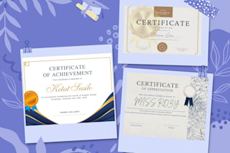 do certificate design, diploma or award certificate in just 12 hours