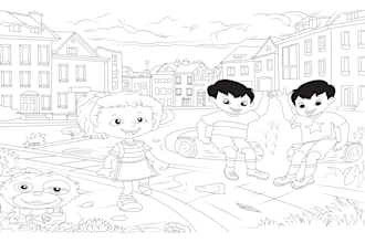 create colouring book page for kids and adults