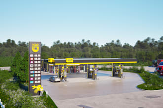 create visualizations of gas stations and pylon for gas station