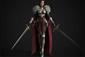 3d realistic character for unreal engine, stylized armor, game asset in blender