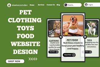 design pet clothing website pet food shopify store pet toy pet grooming store