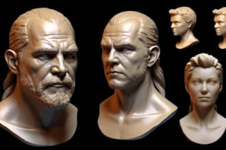 3d head, 3d bust, 3d face, 3d miniature, zbrush, daz3d, 3d model, for printing