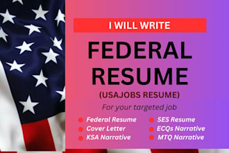 provide federal resume writing services for usajobs or government roles