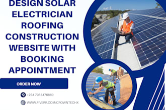 design solar electrician roofing construction website with booking appointment