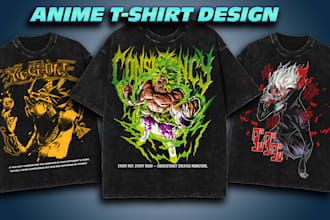 create unique anime streetwear t shirt design
