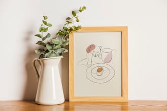 make a line art illustration of your pet