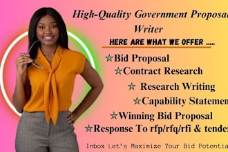 find rfp, rfq for government contract and write winning bid proposal