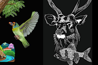 draw realistic detailed illustrations for mock ups, books, picture framing etc