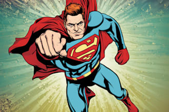 design your awesome comic superhero pop art