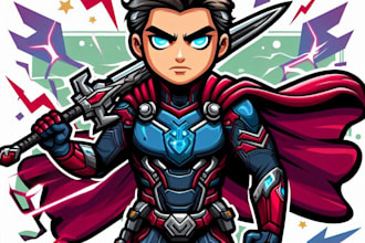 made a premium superhero cartoon character