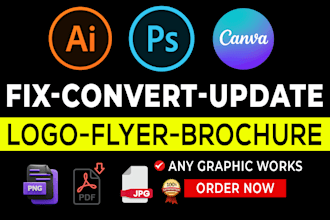 edit flyer, brochure, fix logo, psd modify ,canva convert or recreate banner