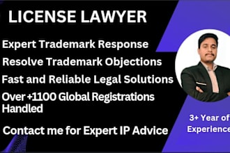 provide expert response to trademark and patent office action and objection
