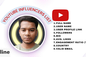 find best youtube influencer email list research for promotion