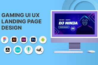 create professional game UI UX landing page design in figma