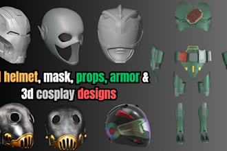 do 3d cosplay props, 3d mask, 3d helmet, articulated model, 3d bjd cosplay model