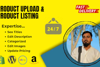 do shopify and wordpress product listing, uploads, and data entry