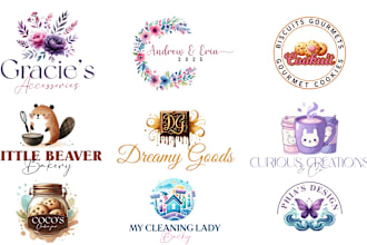 water color logo boho  hand drawn illustration
