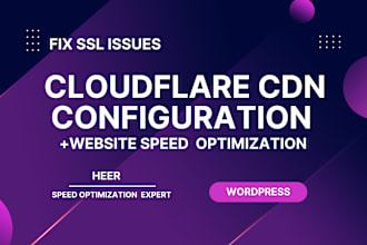 setup cloudflare, cdn, ssl , fix any existing problem