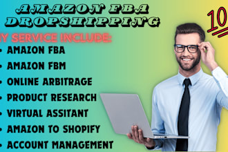 do amazon dropshipping fba fbm online arbitrage account management VA shopify