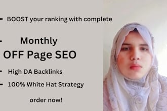 provide monthly SEO by high quality backlinks