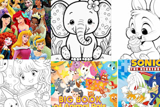design best kids and adult coloring book activities, book cover for amazon KDP