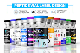 do peptide vial label, vial label design, product label design
