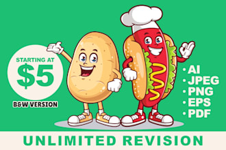 make your food to be cartoon vector