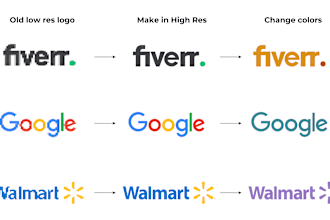 recreate, redesign, resize, recolor, change or modify your logo in high res