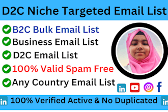 do niche targeted verified email list, b2b, bulk email list for email marketing