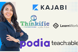 set up thinkific learnworlds podia kajabi teachable website
