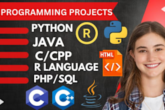 do programming projects python,java,cpp,sql and r programming